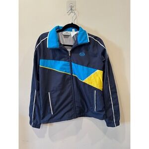 SERGIO TACCHINI Men's Icona Windbreaker Jacket Navy S-Tech Sport Retro Sz 42